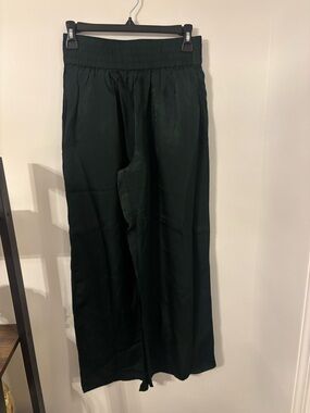 Everlane Dark Green Elastic Waist Wide-Leg Pants
